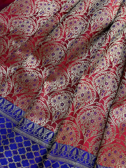 RED SILK TISSUE PURE HANDLOOM BANARASI SAREE