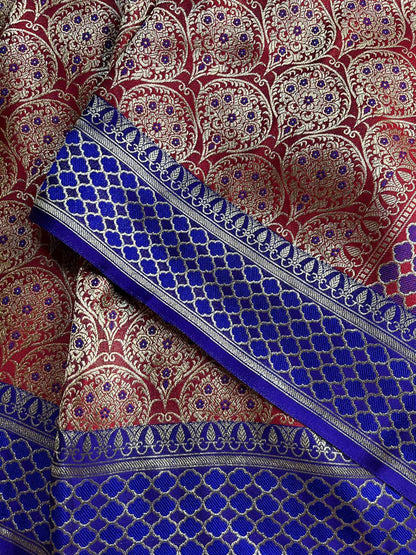 RED SILK TISSUE PURE HANDLOOM BANARASI SAREE