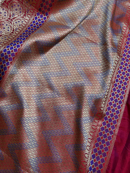 RED SILK TISSUE PURE HANDLOOM BANARASI SAREE