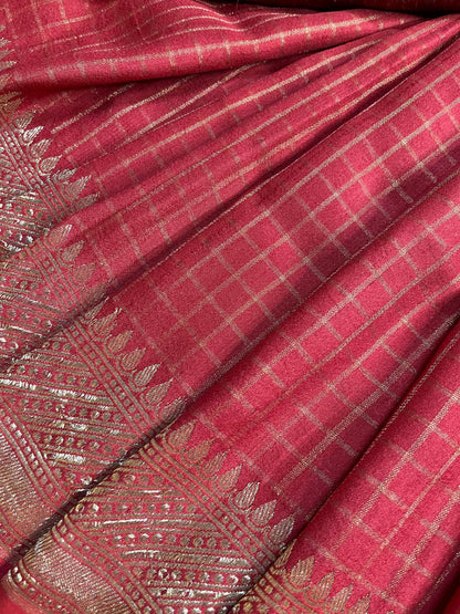 RED TASSAR PURE HANDLOOM BANARASI SAREE
