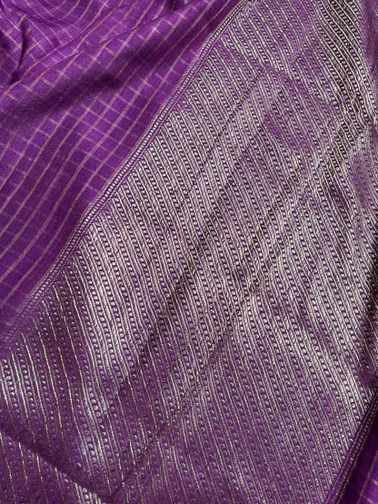 PURPLE TASSAR PURE HANDLOOM BANARASI SAREE