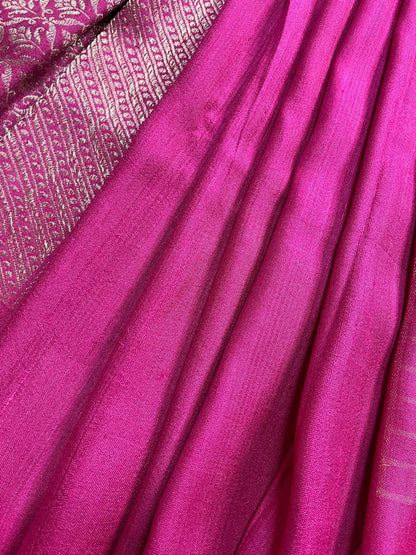 PINK TASSAR PURE HANDLOOM BANARASI SAREE