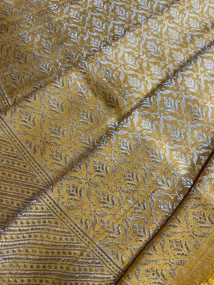 YELLOW TASSAR PURE HANDLOOM BANARASI SAREE