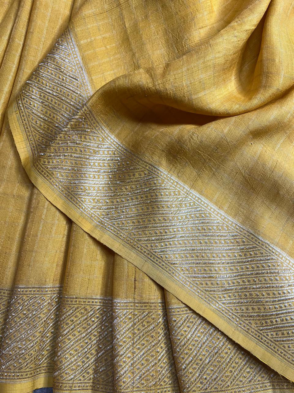 YELLOW TASSAR PURE HANDLOOM BANARASI SAREE