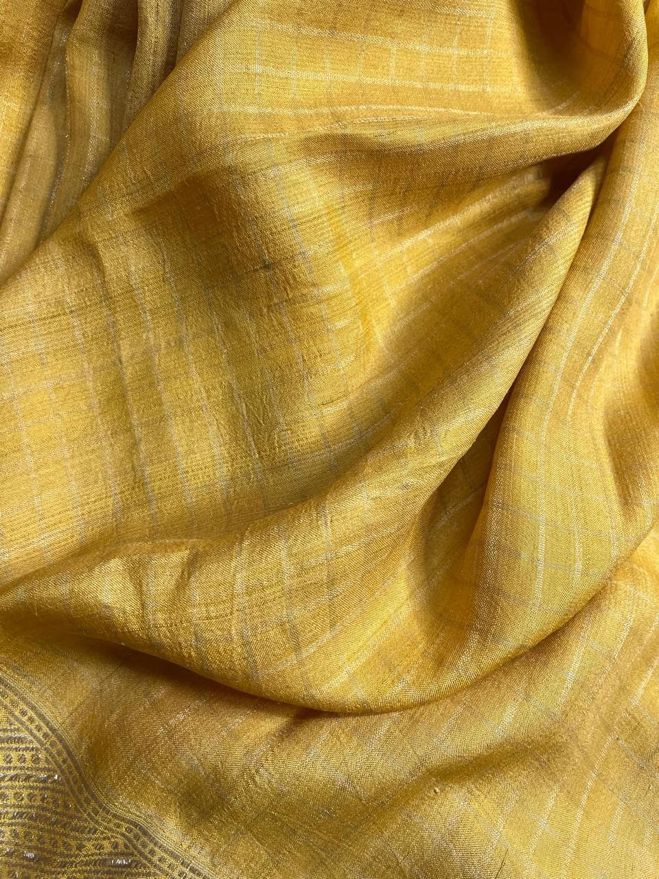 YELLOW TASSAR PURE HANDLOOM BANARASI SAREE