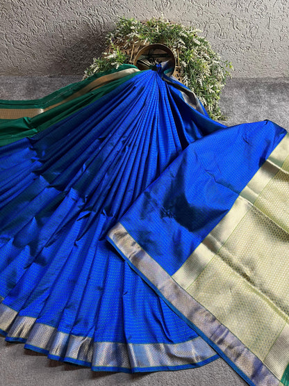 BLUE AND ROYAL BLUE SILK PURE HANDLOOM DO RUKHI BANARASI SAREE