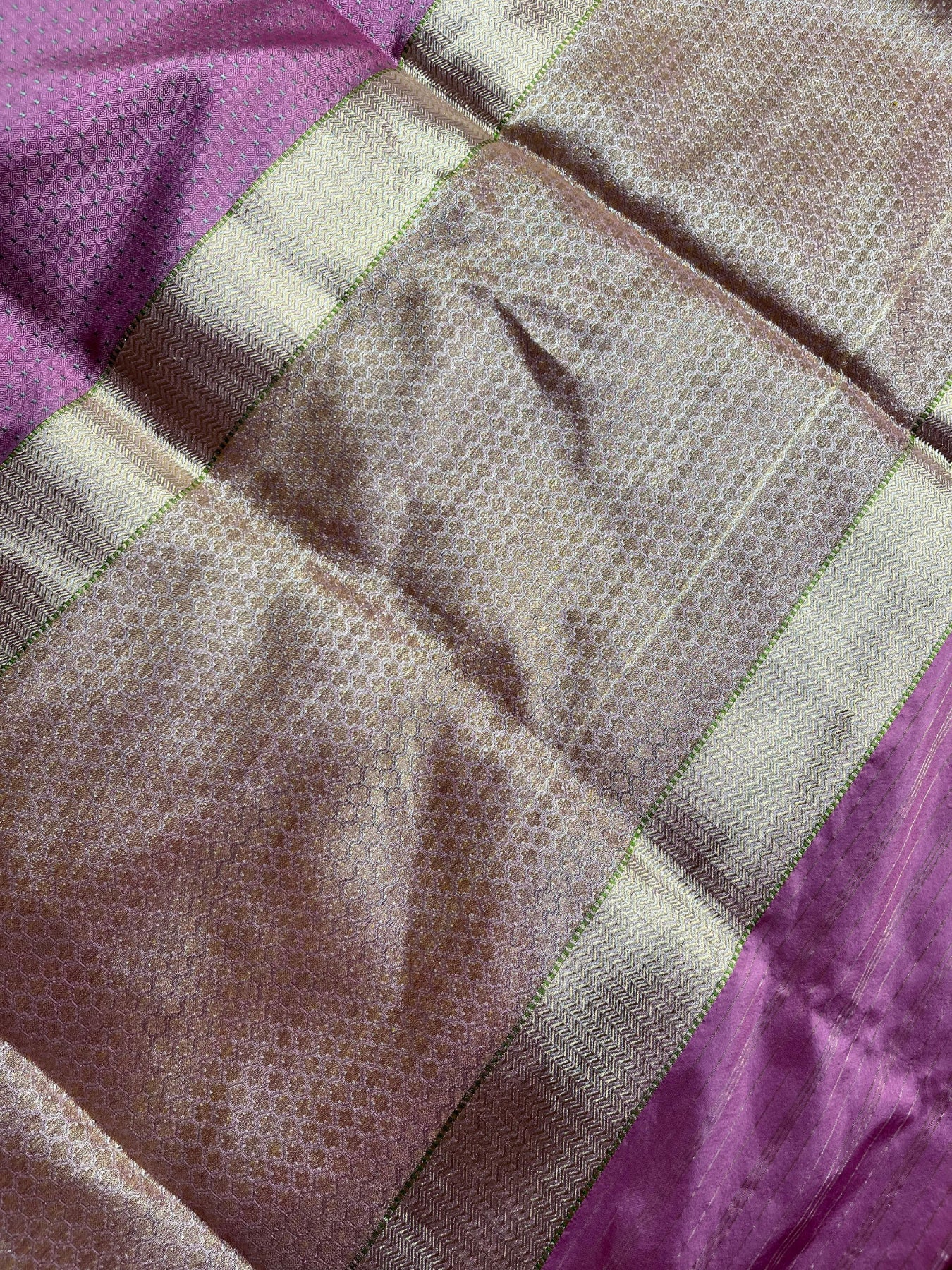 LILAC AND PINK SILK PURE HANDLOOM DO RUKHI BANARASI SAREE