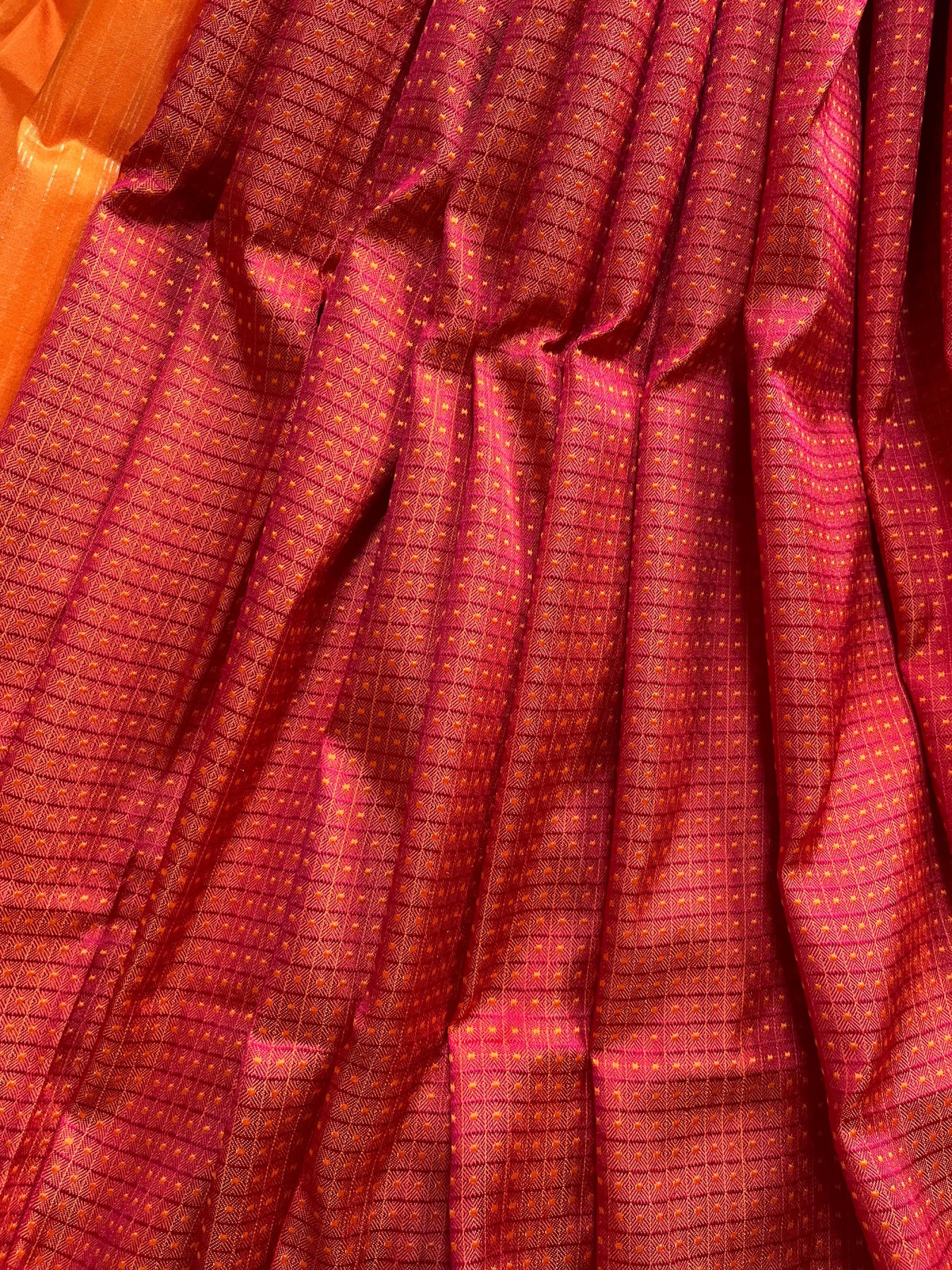 ORANGE AND RED SILK PURE HANDLOOM DO RUKHI BANARASI SAREE