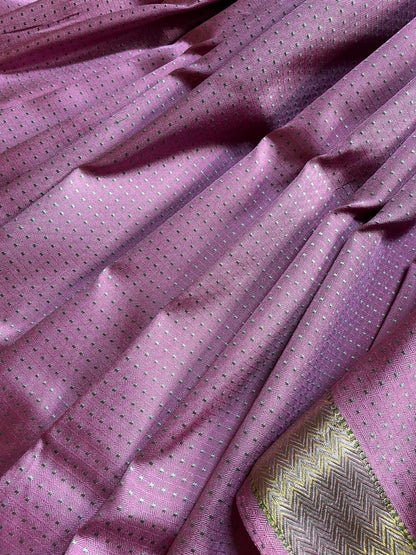 LILAC AND PINK SILK PURE HANDLOOM DO RUKHI BANARASI SAREE