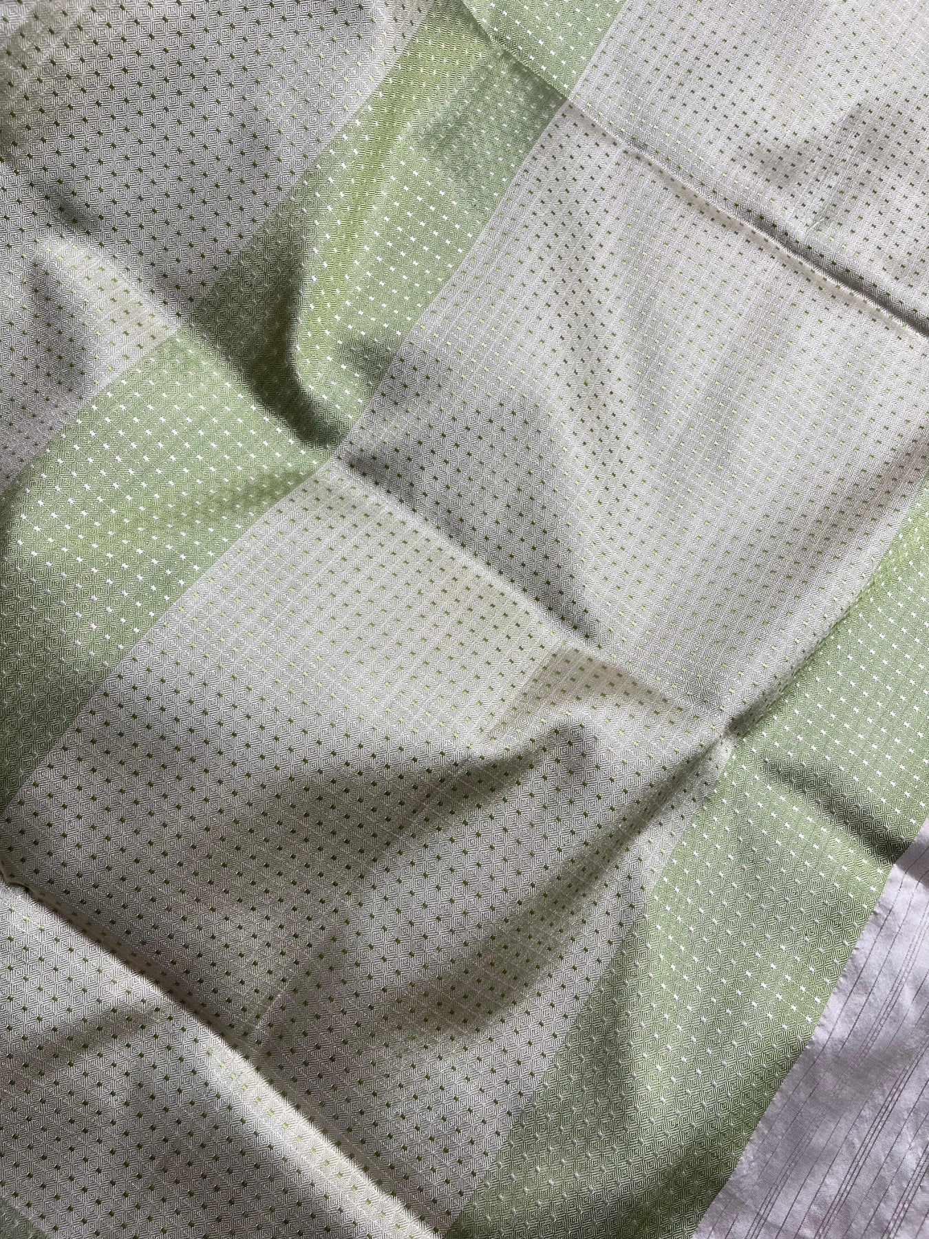 OLIVE GREEN AND WHITE SILK PURE HANDLOOM DO RUKHI BANARASI SAREE