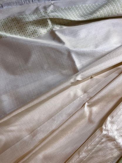 OLIVE GREEN AND WHITE SILK PURE HANDLOOM DO RUKHI BANARASI SAREE