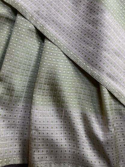 OLIVE GREEN AND WHITE SILK PURE HANDLOOM DO RUKHI BANARASI SAREE