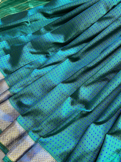 BLUE AND ROYAL BLUE SILK PURE HANDLOOM DO RUKHI BANARASI SAREE