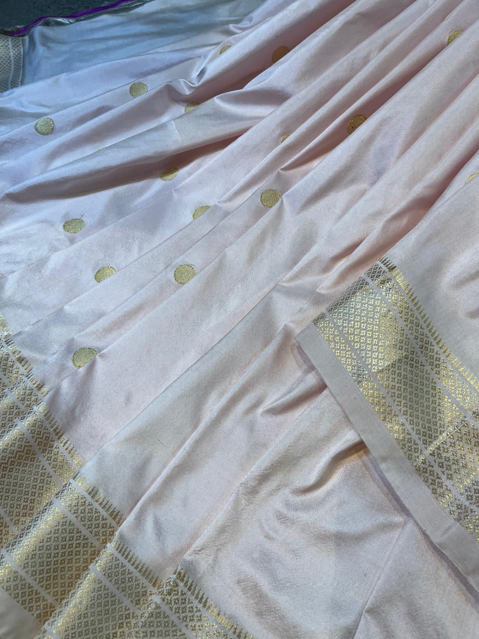 BLUSH PINK SILK PURE HANDLOOM PAITHANI SAREE