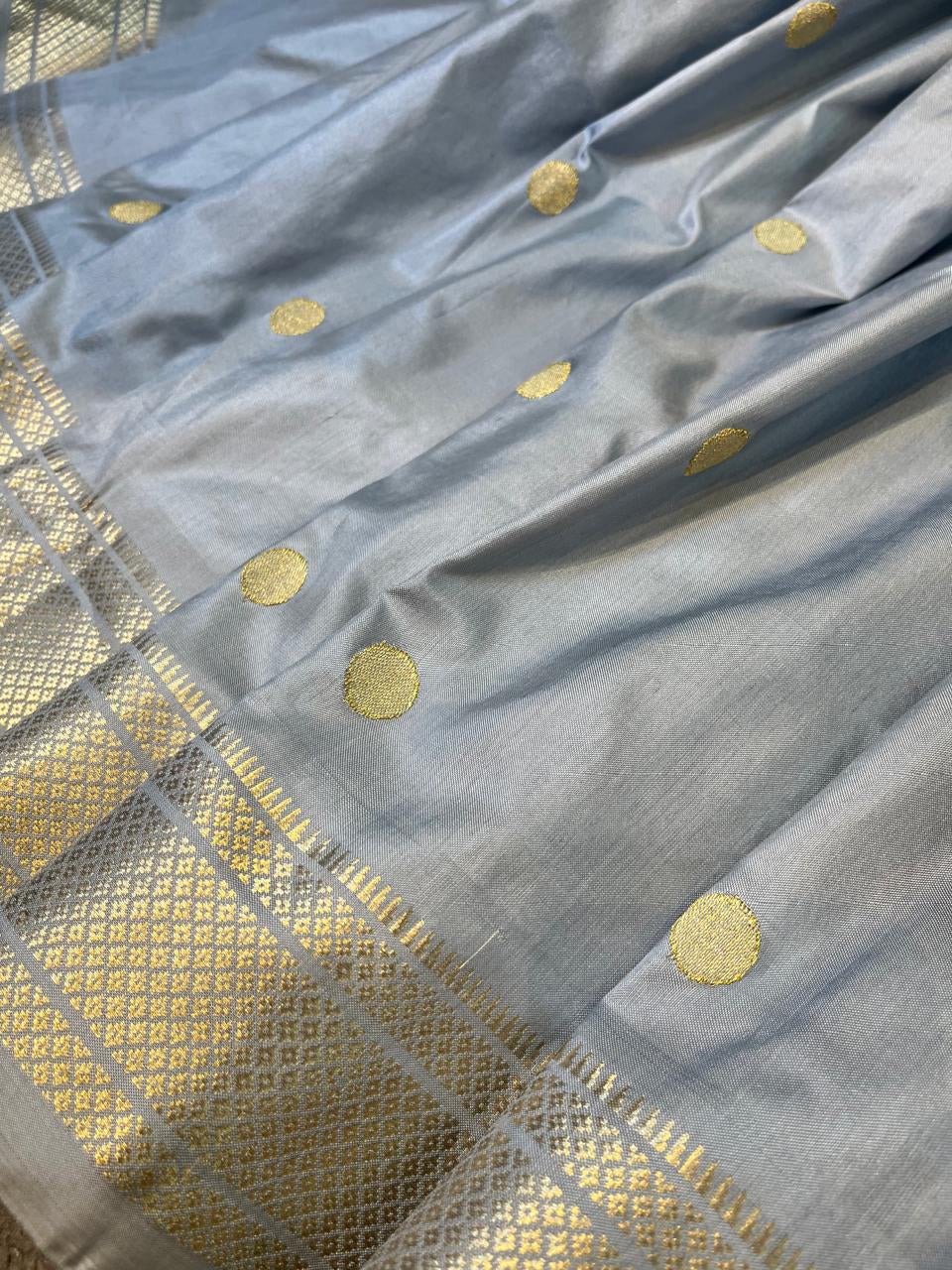 POWDER BLUE SILK PURE HANDLOOM PAITHANI SAREE