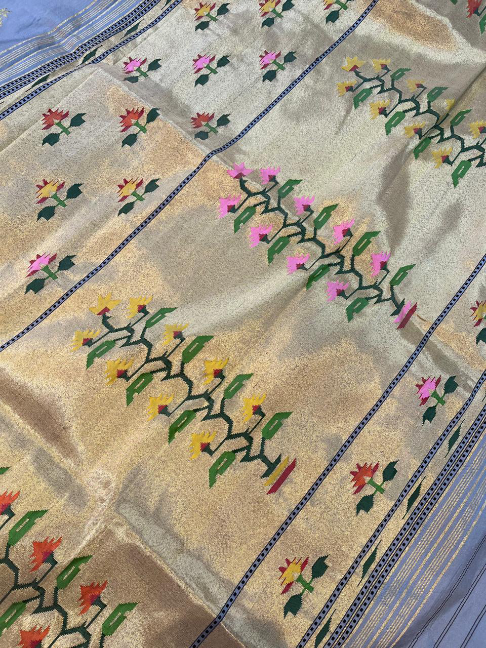 POWDER BLUE SILK PURE HANDLOOM PAITHANI SAREE
