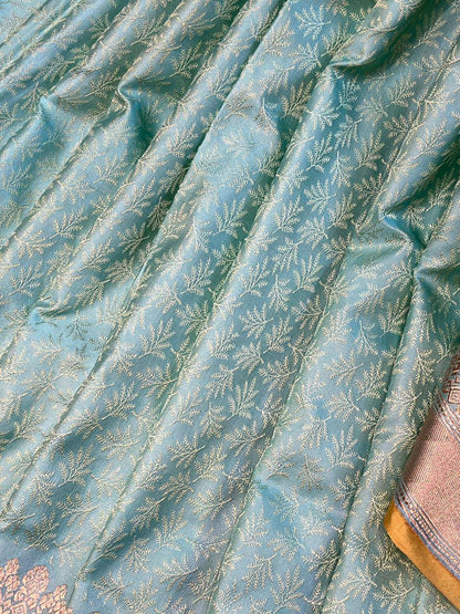 SEA GREEN MUSHROO SILK PURE HANDLOOM BANARASI SAREE