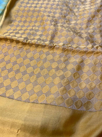 SEA GREEN MUSHROO SILK PURE HANDLOOM BANARASI SAREE