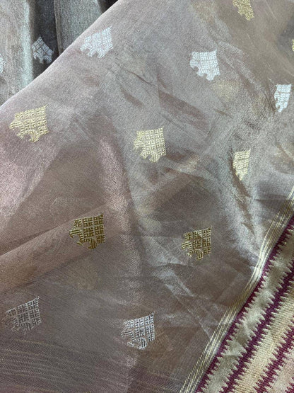 BIEGE KORA TISSUE PURE HANDLOOM BANARASI SAREE