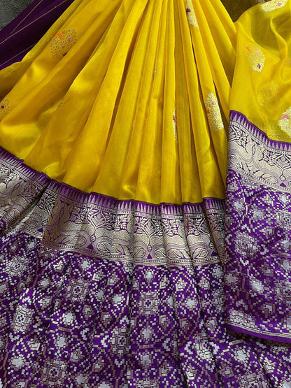 YELLOW KORA PURE HANDLOOM BANARASI SAREE