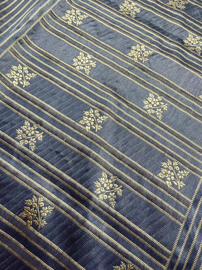 GREY KORA TISSUE PURE HANDLOOM BANARASI SAREE