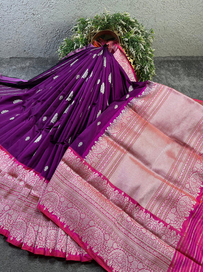 PURPLE SILK PURE HANDLOOM BANARASI SAREE