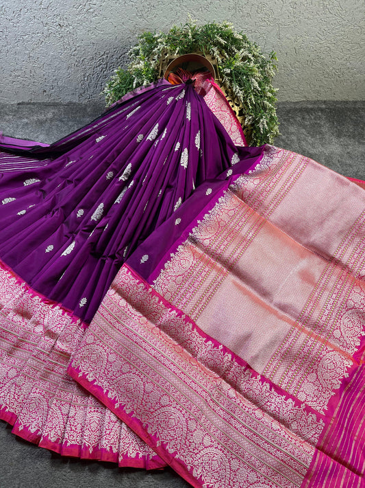 PURPLE SILK PURE HANDLOOM BANARASI SAREE