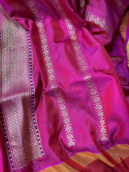PEACH SILK PURE HANDLOOM BANARASI SAREE