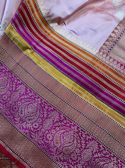 PEACH SILK PURE HANDLOOM BANARASI SAREE