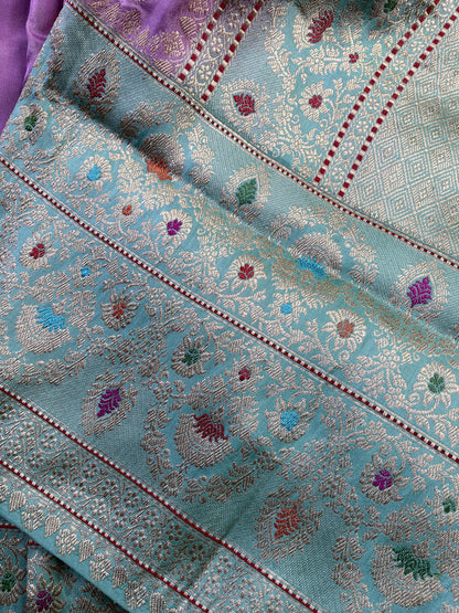 LILAC PINK SILK PURE HANDLOOM  BANARASI SAREE