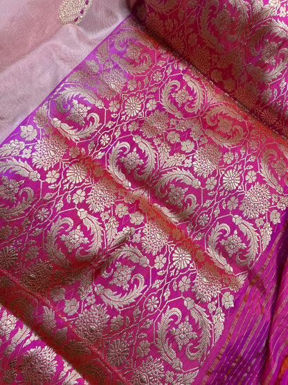 PEACH PINK SILK PURE HANDLOOM  BANARASI SAREE