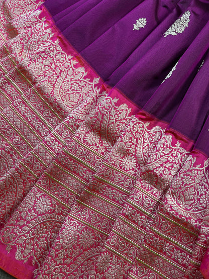 PURPLE SILK PURE HANDLOOM BANARASI SAREE