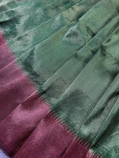 RADIANT GREEN TISSUE SILK PURE HANDLOOM PAITHANI SAREE