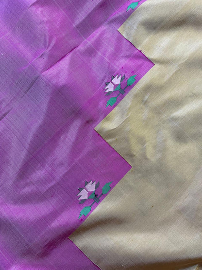 BEIGE SILK PURE HANDLOOM PAITHANI SAREE