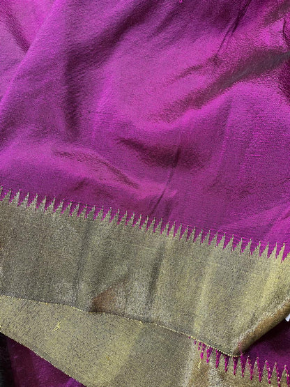 PLUM TISSUE SILK PURE HANDLOOM PAITHANI SAREE
