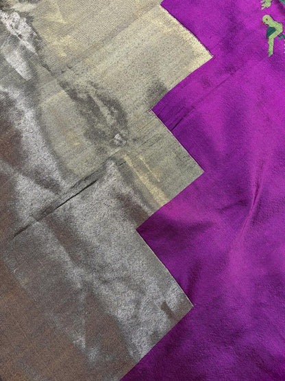 PLUM TISSUE SILK PURE HANDLOOM PAITHANI SAREE