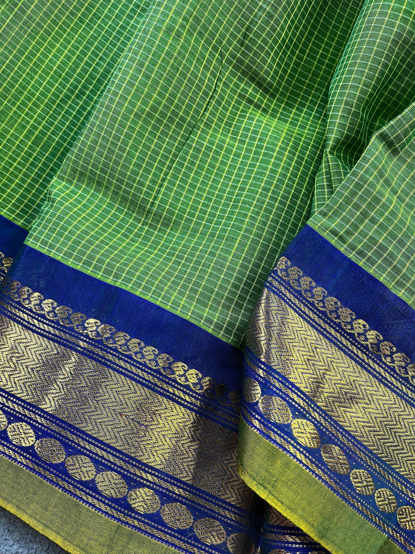 GREEN COTTON PURE HANDLOOM GADWAL SAREE