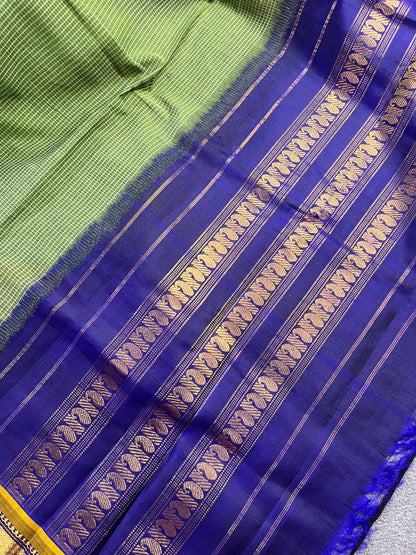 GREEN COTTON PURE HANDLOOM GADWAL SAREE