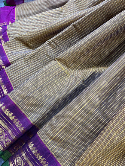 MEHENDI GREEN COTTON PURE HANDLOOM GADWAL SAREE