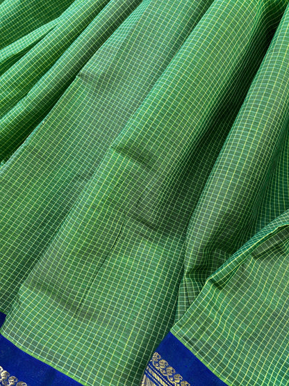 GREEN COTTON PURE HANDLOOM GADWAL SAREE