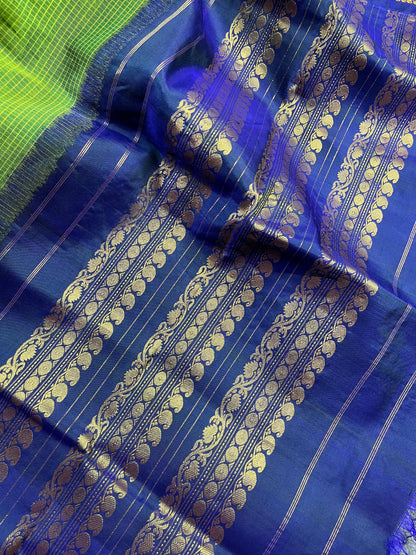 GREEN COTTON PURE HANDLOOM GADWAL SAREE