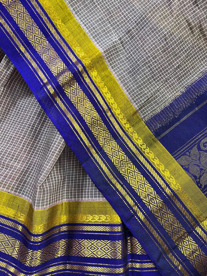 MAUVE COTTON PURE HANDLOOM GADWAL SAREE