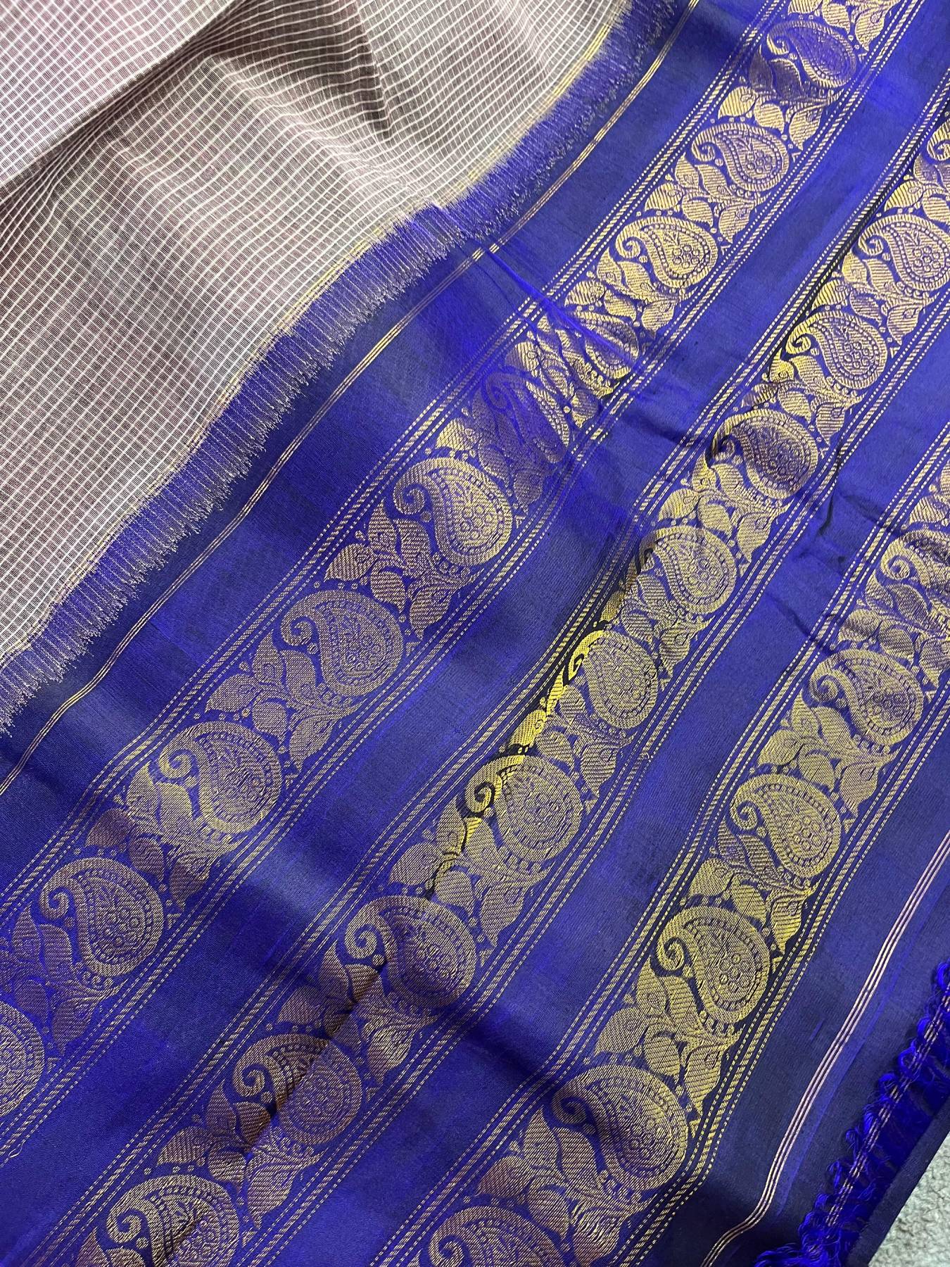 MAUVE COTTON PURE HANDLOOM GADWAL SAREE