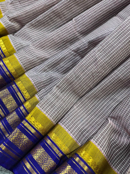 MAUVE COTTON PURE HANDLOOM GADWAL SAREE