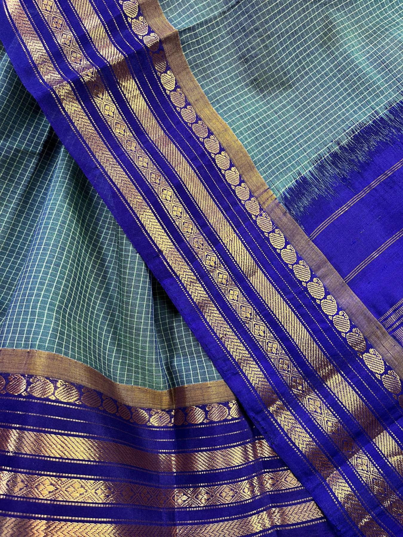 GREEN COTTON PURE HANDLOOM GADWAL SAREE