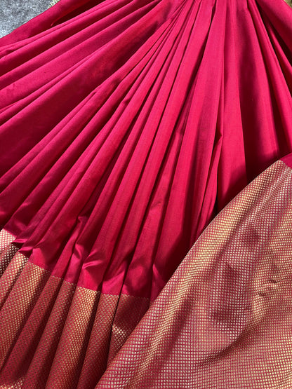 RED KATAN SILK PURE HANDLOOM BANARASI SAREE