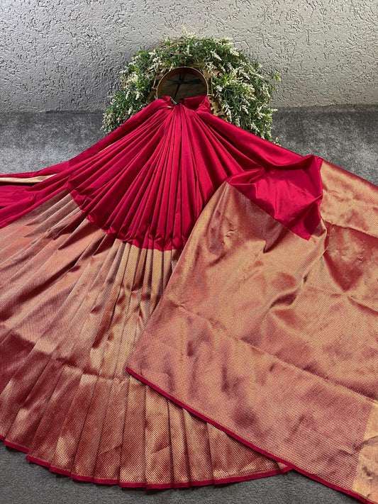 RED KATAN SILK PURE HANDLOOM BANARASI SAREE