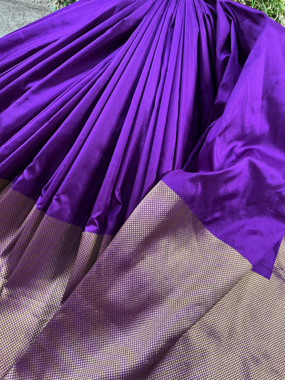 PURPLE KATAN SILK PURE HANDLOOM BANARASI SAREE