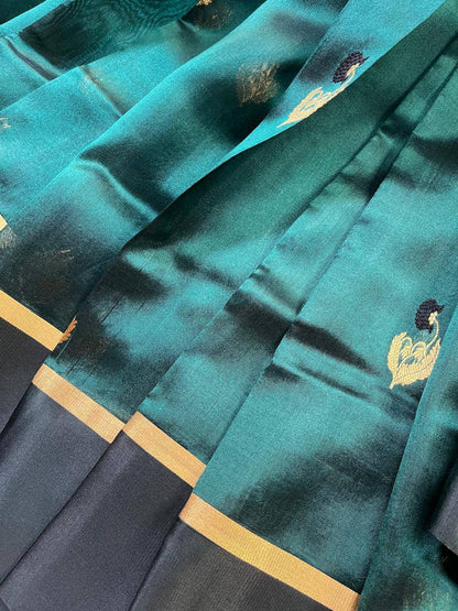 BOTTLE GREEN SILK PURE HANDLOOM CHANDERI SAREE
