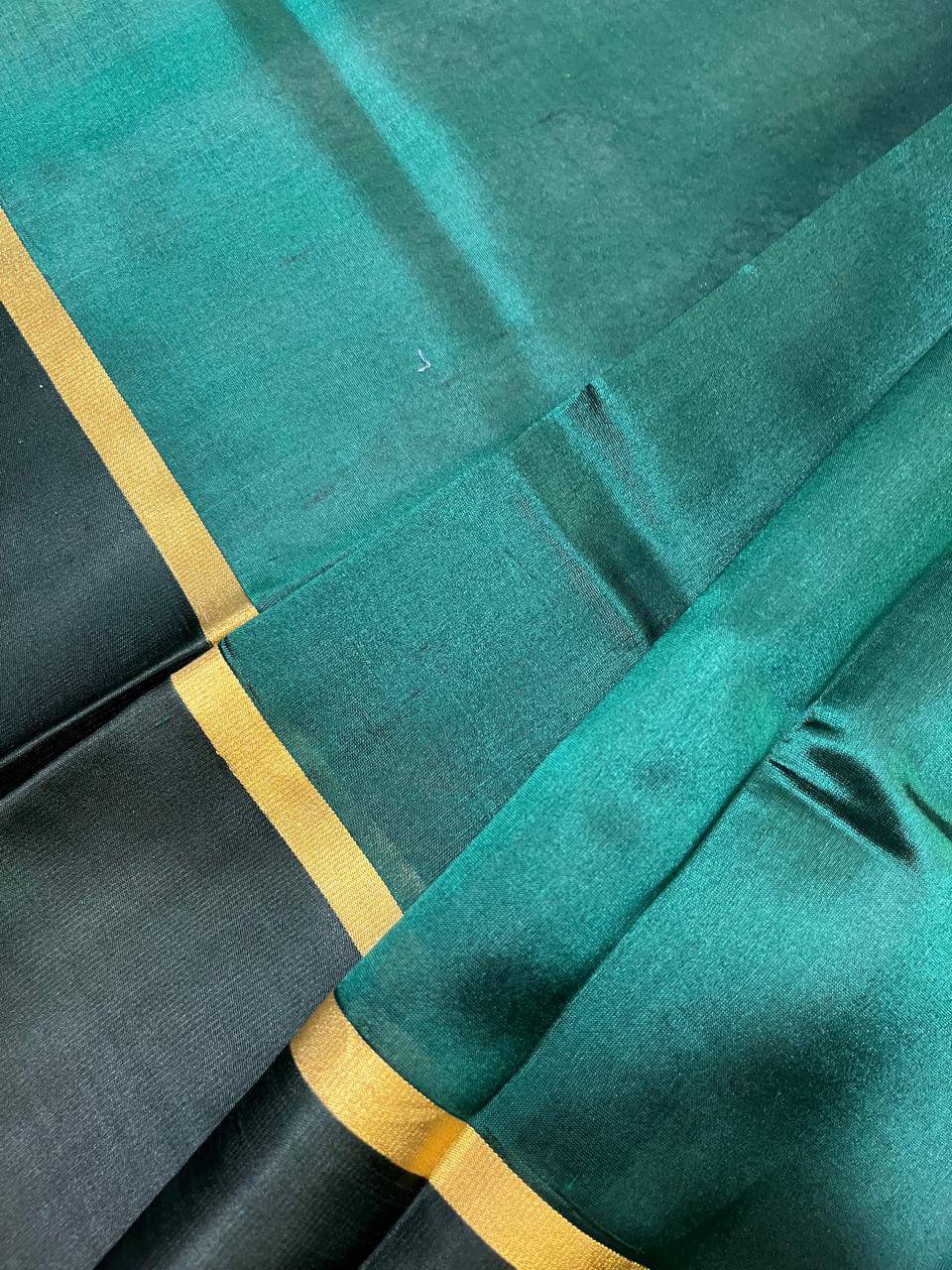 BOTTLE GREEN SILK PURE HANDLOOM CHANDERI SAREE